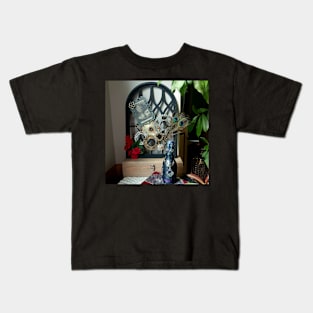 Steampunk trellis and bottle Kids T-Shirt